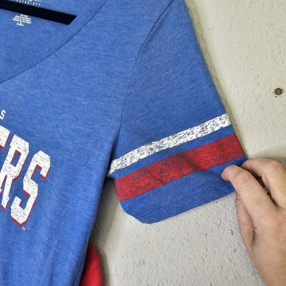 Texas Rangers Lot of 2 Womens Tee Shirts Blue Red Baseball Fan Size M Medium - Picture 4 of 8